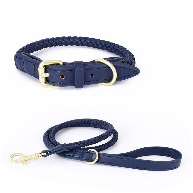 Premium-Set Hundehalsband und Leine aus PU Leder original
